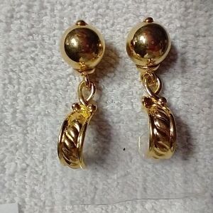 Goldtone dangle ball post earrings